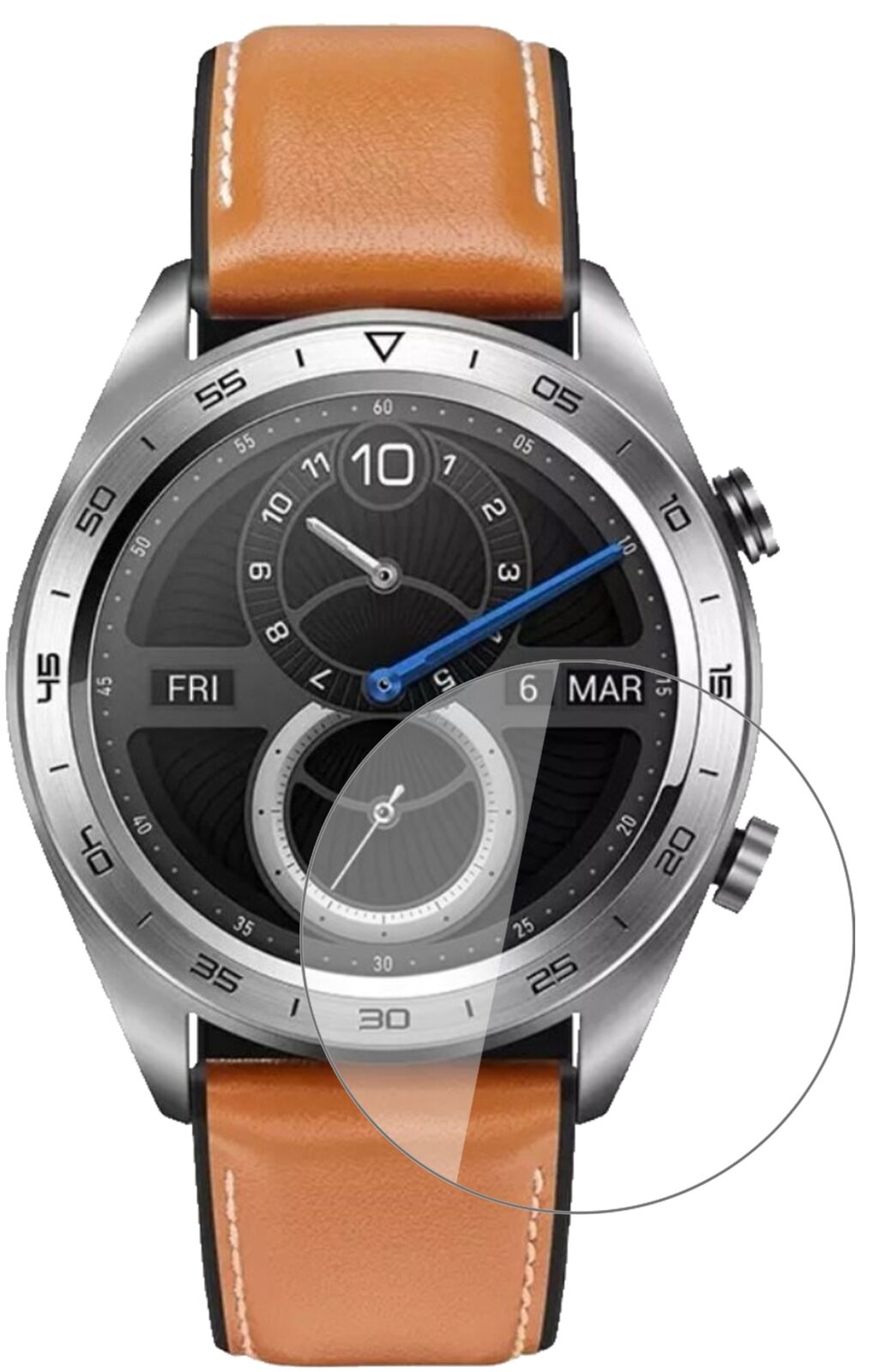 Klare Displayschutzfolie von dipos passend für Honor Watch Magic, 9H kratzfest und blasenfrei montiert