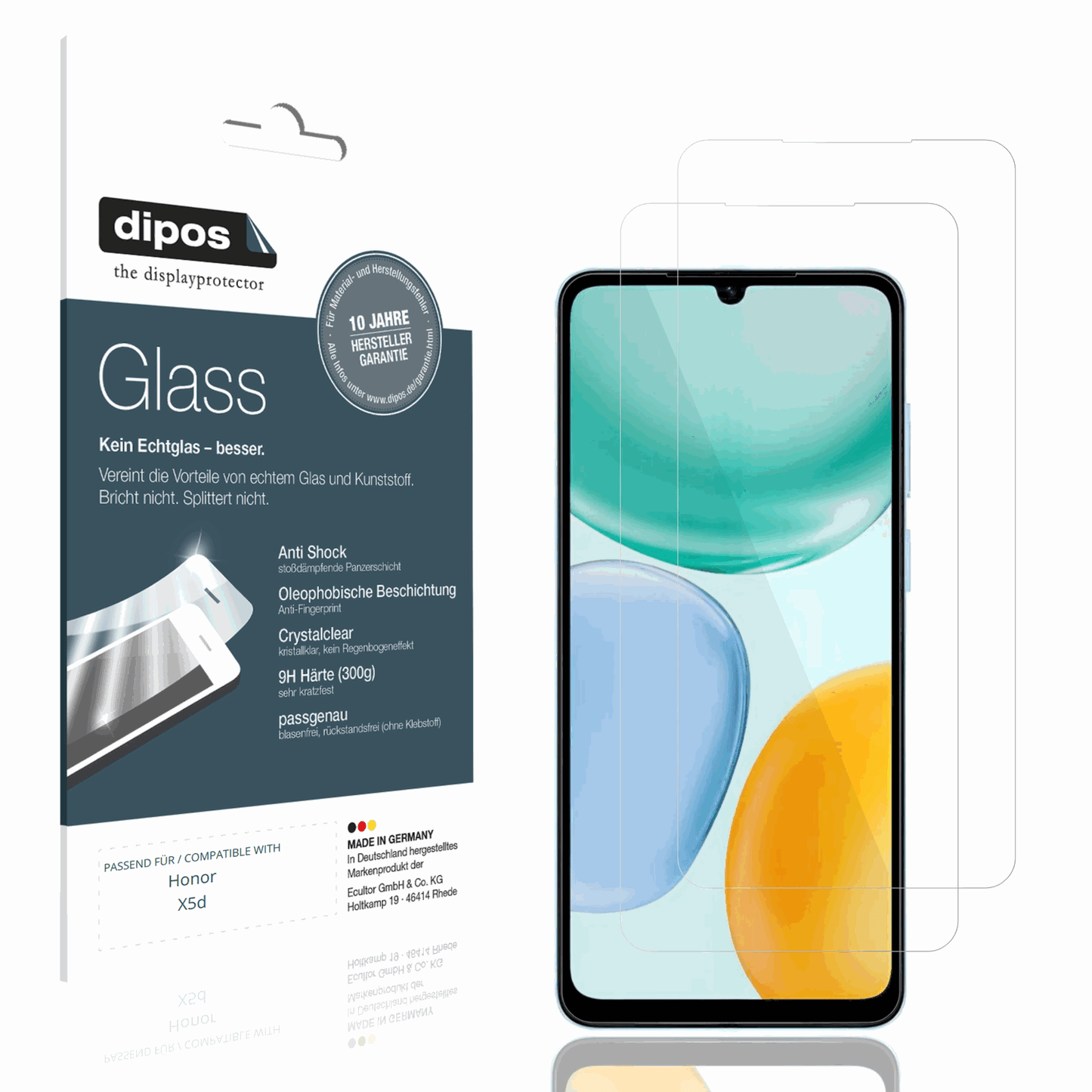 Klare Displayschutzfolie von dipos passend für Honor X5d, 9H kratzfest und blasenfrei montiert