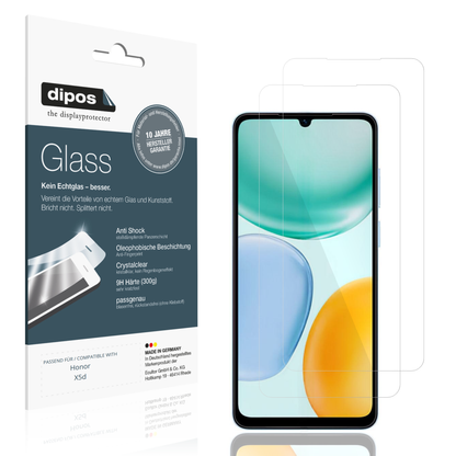 Klare Displayschutzfolie von dipos passend für Honor X5d, 9H kratzfest und blasenfrei montiert