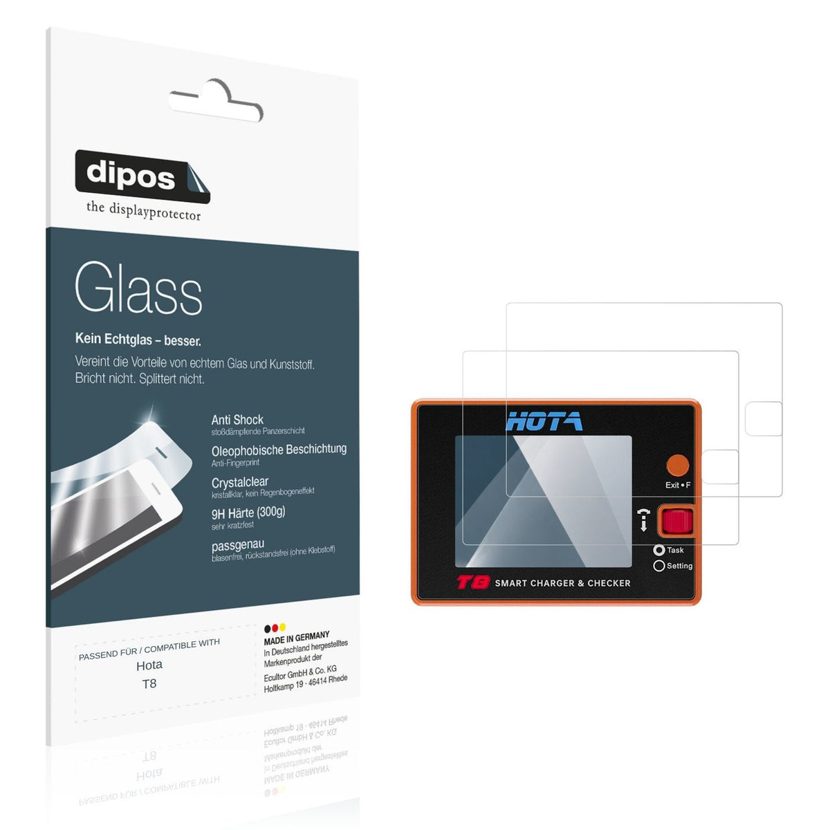 Klare Displayschutzfolie von dipos passend für Hota T8, 9H kratzfest und blasenfrei montiert