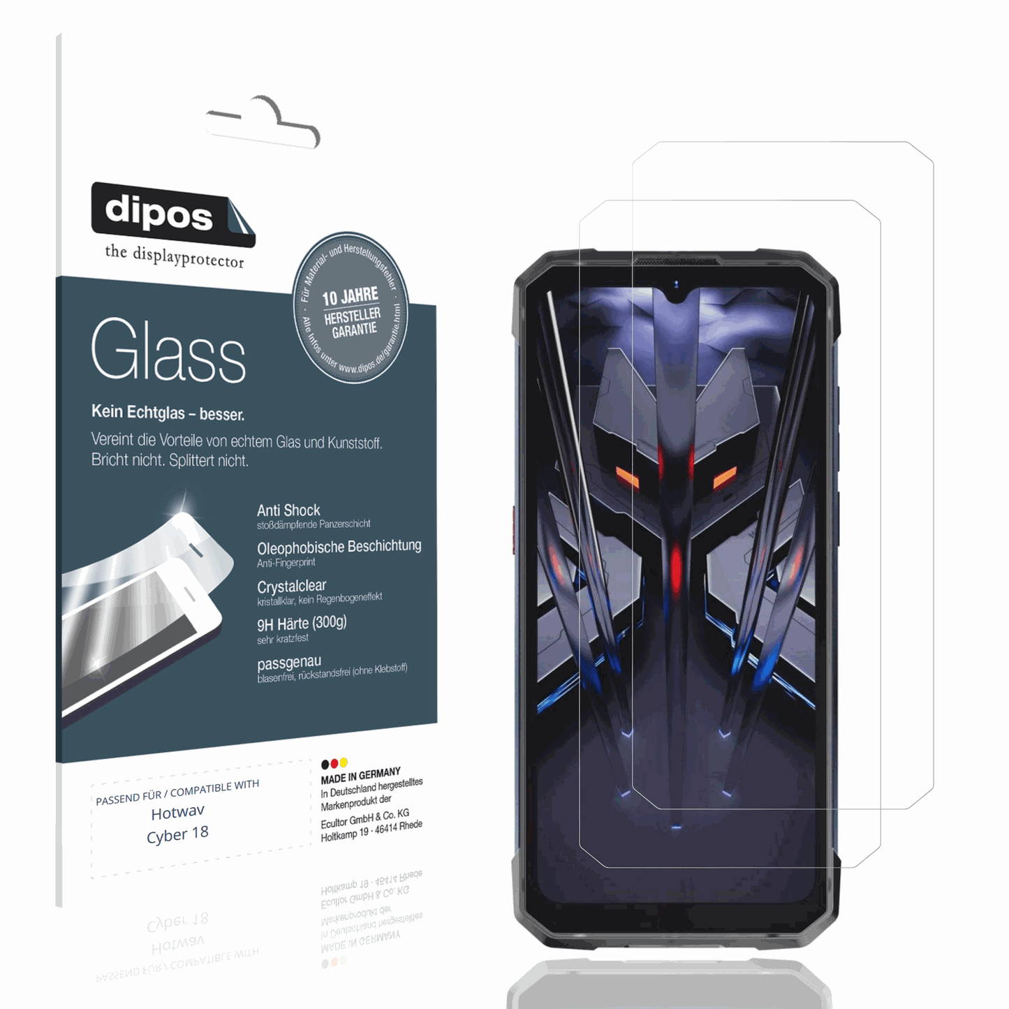 Klare Displayschutzfolie von dipos passend für Hotwav Cyber 18, 9H kratzfest und blasenfrei montiert
