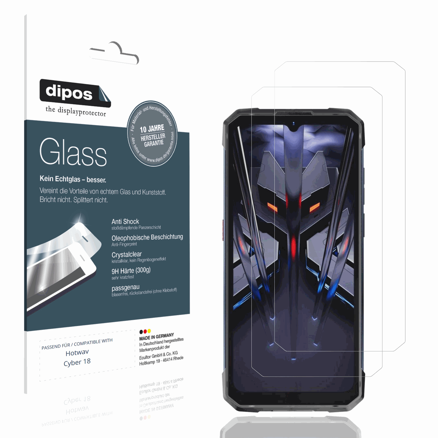 Klare Displayschutzfolie von dipos passend für Hotwav Cyber 18, 9H kratzfest und blasenfrei montiert