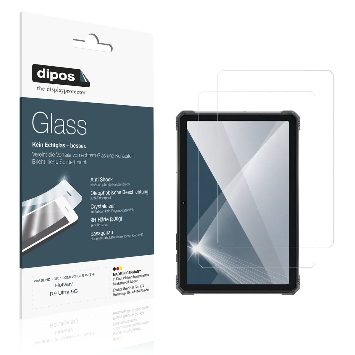 Klare Displayschutzfolie von dipos passend für Hotwav R9 Ultra 5G, 9H kratzfest und blasenfrei montiert