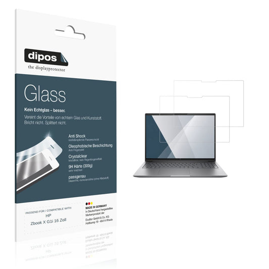 Klare Displayschutzfolie von dipos passend für HP Zbook X G1i 16 Zoll, 9H kratzfest und blasenfrei montiert