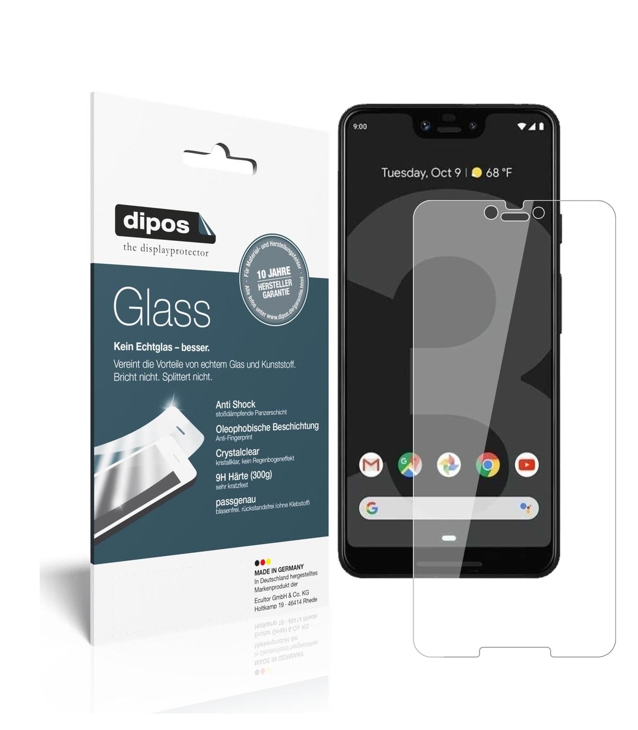 Klare Displayschutzfolie von dipos passend für HTC Exodus 1, 9H kratzfest und blasenfrei montiert