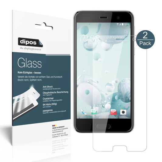 Klare Displayschutzfolie von dipos passend für HTC U Play, 9H kratzfest und blasenfrei montiert