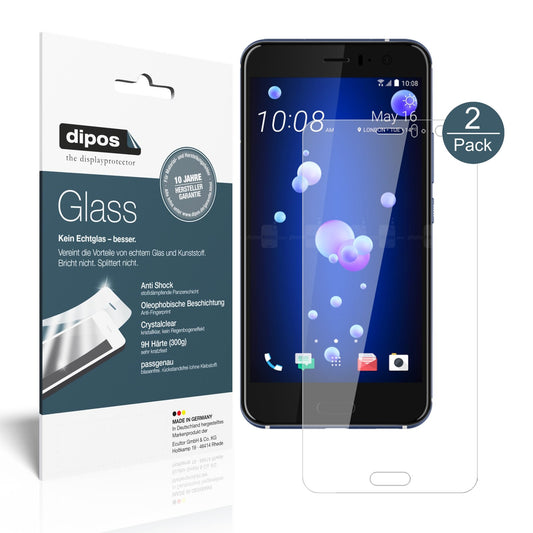 Klare Displayschutzfolie von dipos passend für HTC U11, 9H kratzfest und blasenfrei montiert