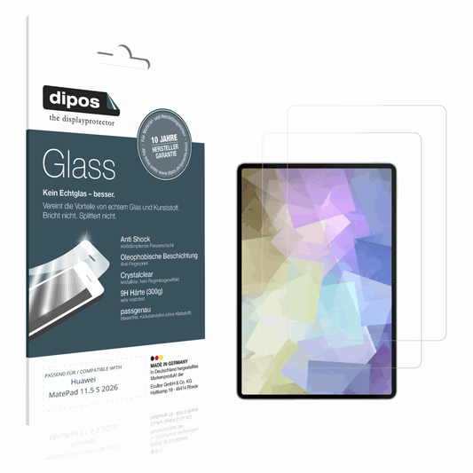 Klare Displayschutzfolie von dipos passend f�r Huawei MatePad 11.5 S 2026, 9H kratzfest und blasenfrei montiert