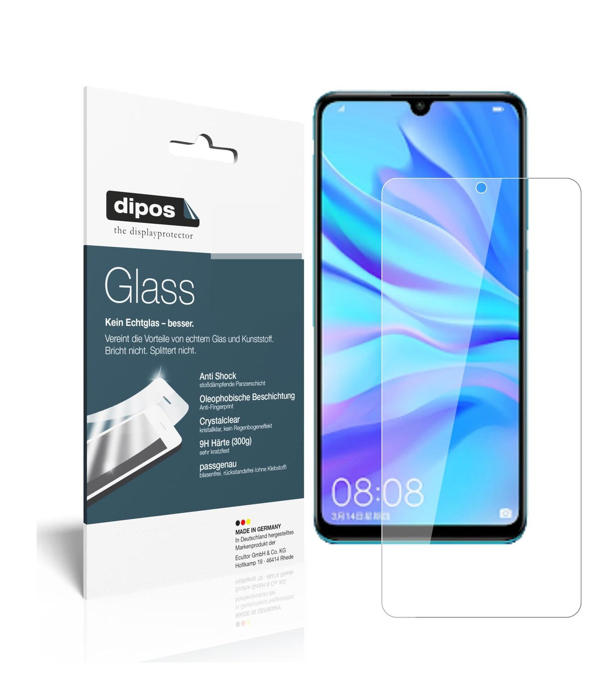 Klare Displayschutzfolie von dipos passend für Huawei P30 Lite New Edition, 9H kratzfest und blasenfrei montiert