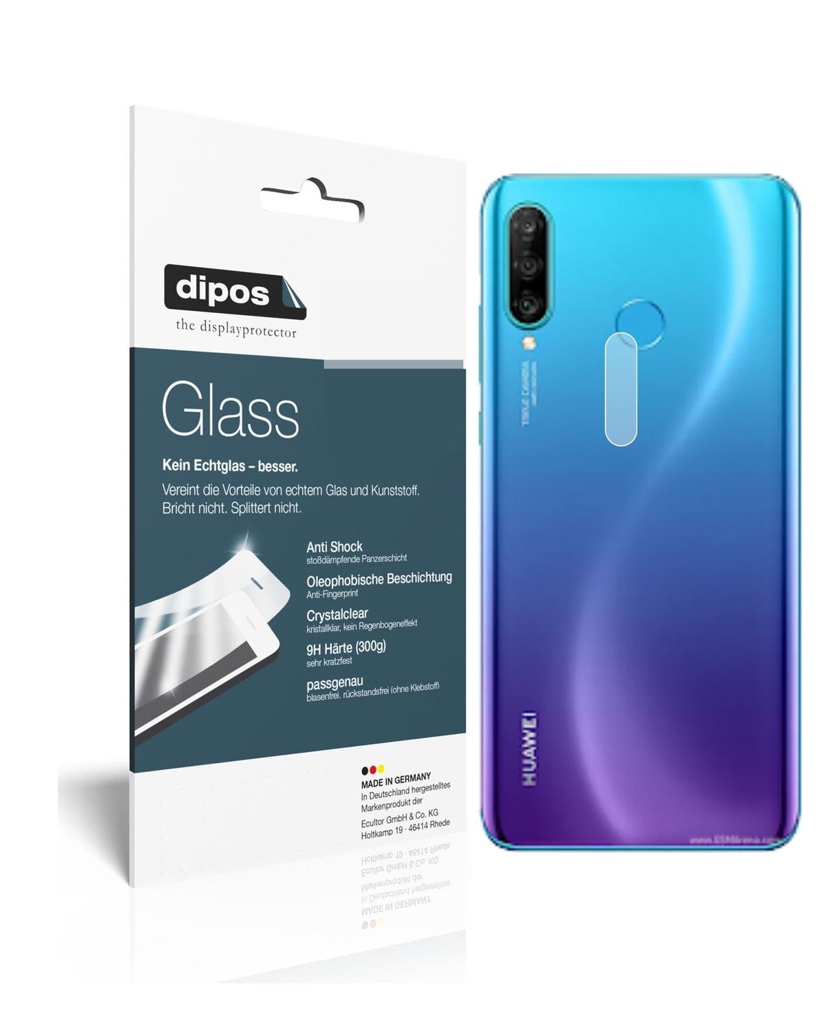 Klare Displayschutzfolie von dipos passend für Huawei Nova 4e Kameralinse, 9H kratzfest und blasenfrei montiert