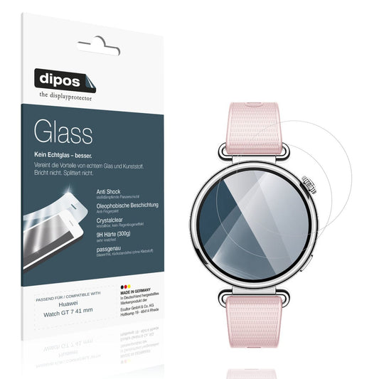 Klare Displayschutzfolie von dipos passend für Huawei Watch GT 7 41 mm, 9H kratzfest und blasenfrei montiert