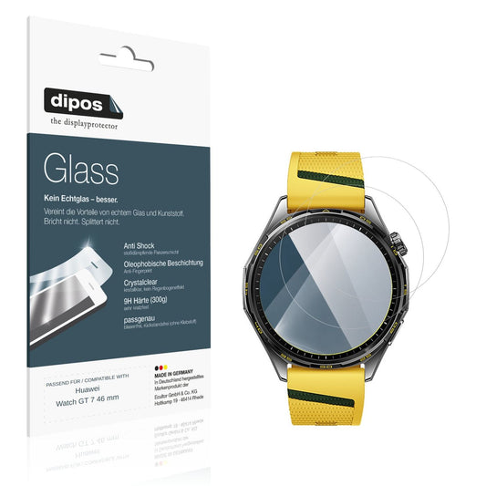 Klare Displayschutzfolie von dipos passend für Huawei Watch GT 7 46 mm, 9H kratzfest und blasenfrei montiert