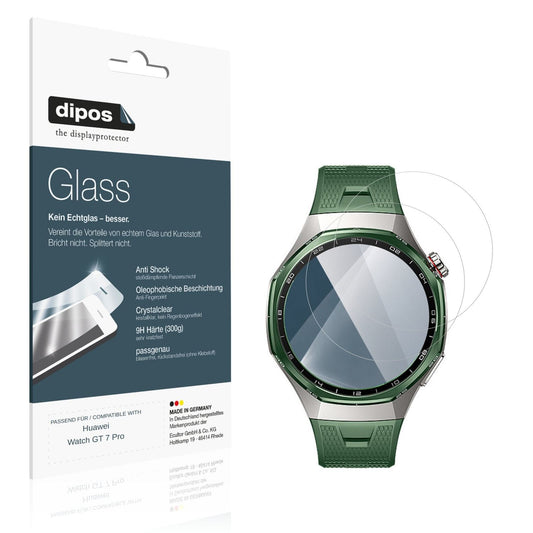 Klare Displayschutzfolie von dipos passend für Huawei Watch GT 7 Pro, 9H kratzfest und blasenfrei montiert