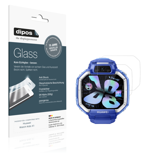 Klare Displayschutzfolie von dipos passend für Huawei Watch Kids X1, 9H kratzfest und blasenfrei montiert