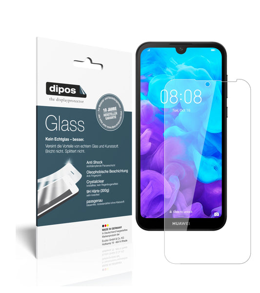 Klare Displayschutzfolie von dipos passend für Huawei Y5 (2019), 9H kratzfest und blasenfrei montiert