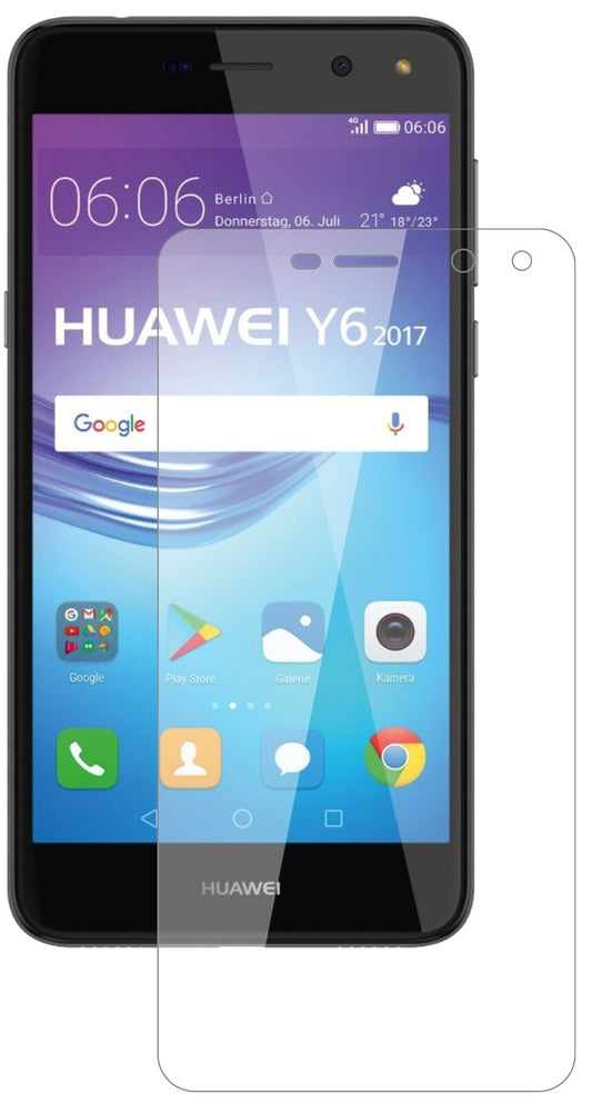Klare Displayschutzfolie von dipos passend für Huawei Y6 (2017), 9H kratzfest und blasenfrei montiert
