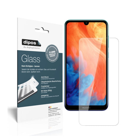 Klare Displayschutzfolie von dipos passend für Huawei Y7 (2019), 9H kratzfest und blasenfrei montiert