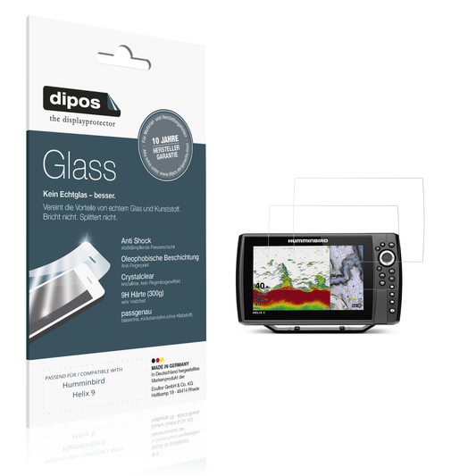 Klare Displayschutzfolie von dipos passend für Humminbird Helix 9, 9H kratzfest und blasenfrei montiert