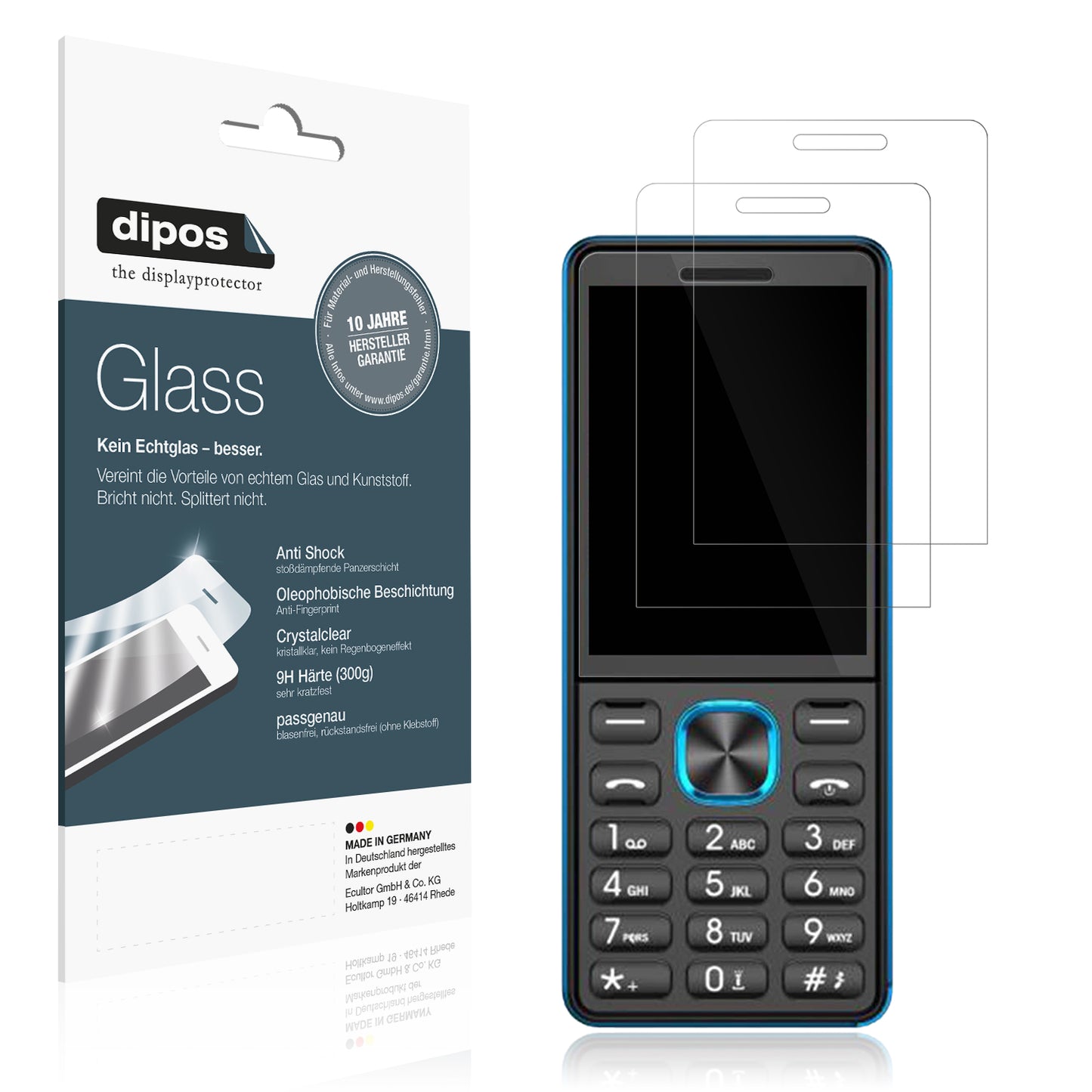 Klare Displayschutzfolie von dipos passend für I Kall K444 New, 9H kratzfest und blasenfrei montiert