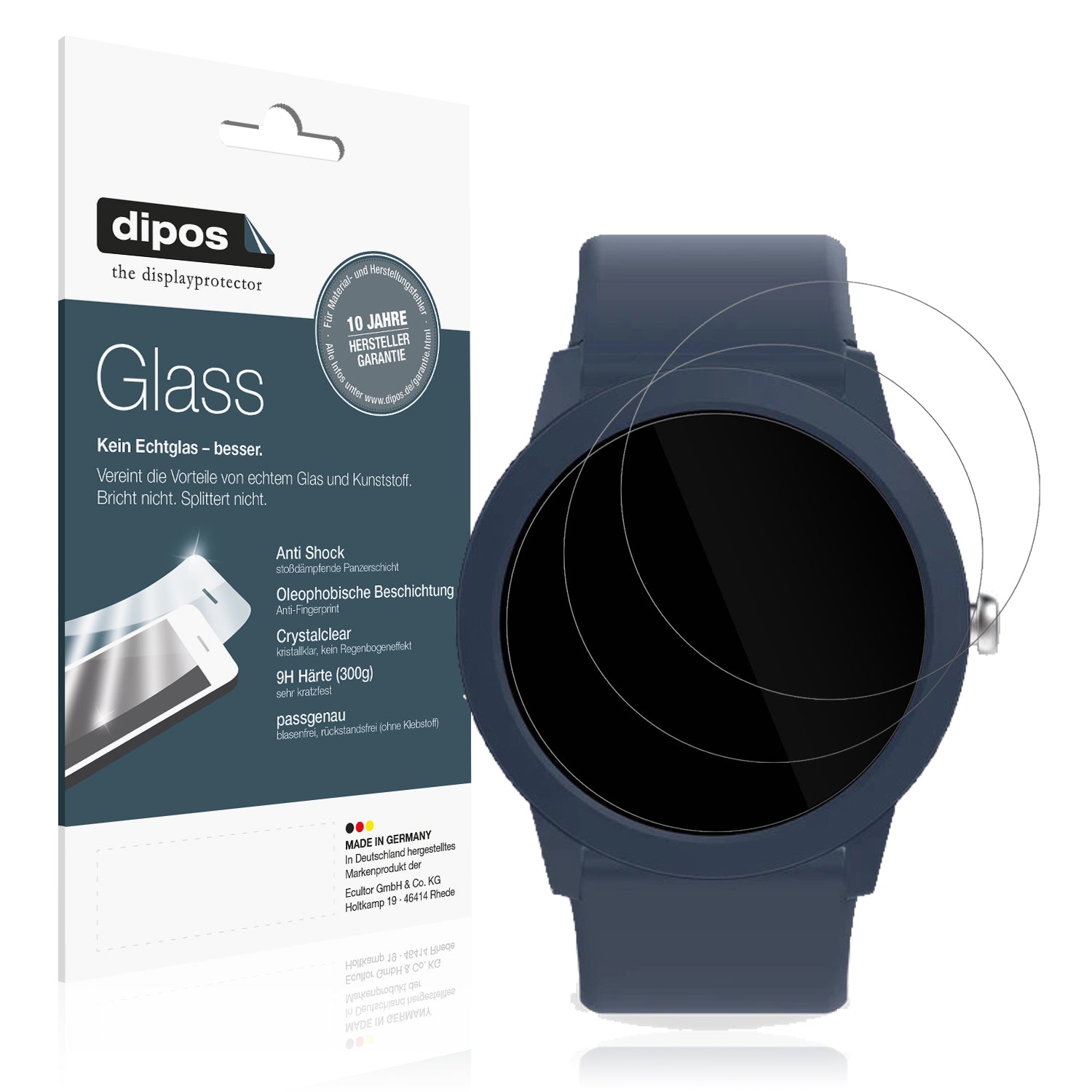 Klare Displayschutzfolie von dipos passend für Ice-Watch Ice Smart Junior RD 3.0, 9H kratzfest und blasenfrei montiert