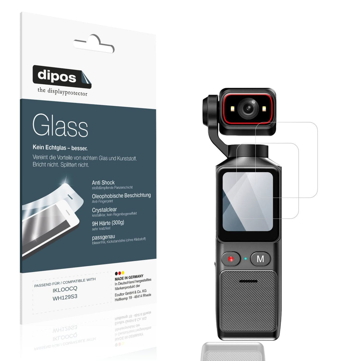 Klare Displayschutzfolie von dipos passend für IKLOOCQ WH129S3, 9H kratzfest und blasenfrei montiert