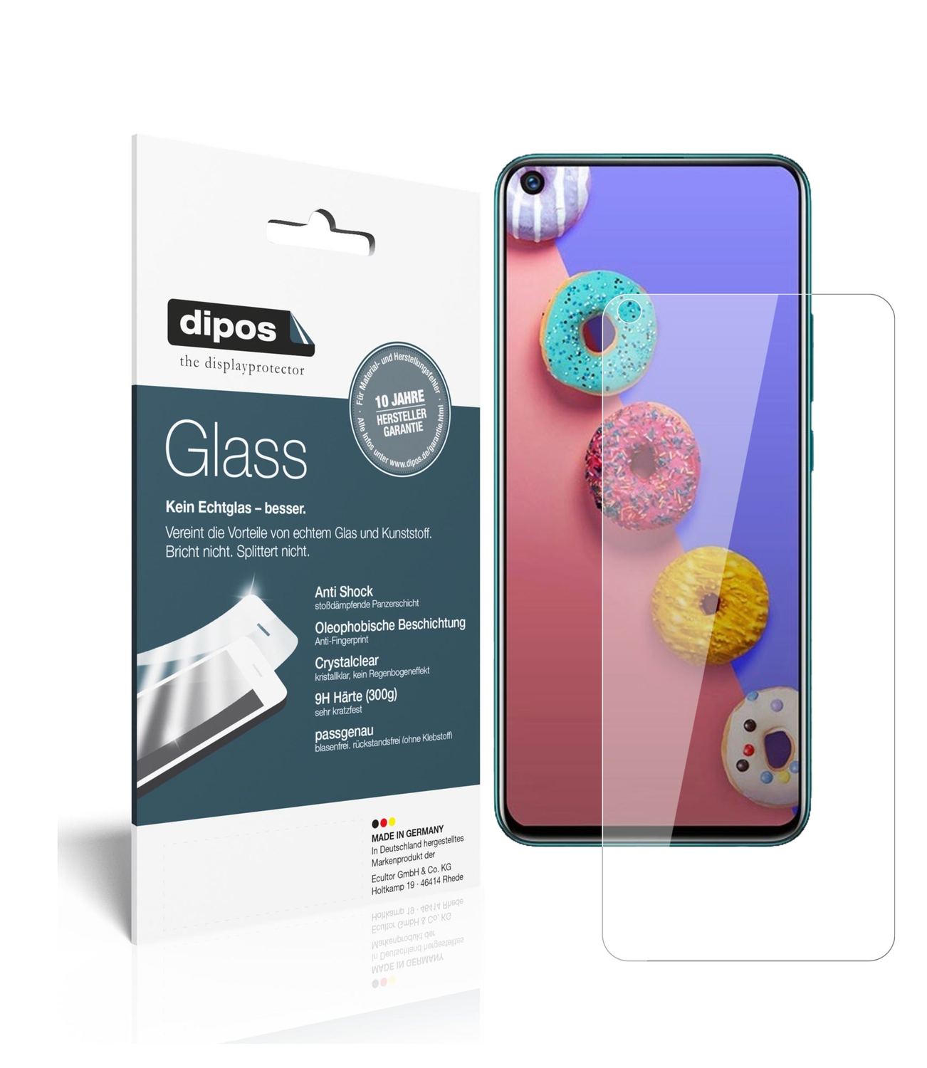 Klare Displayschutzfolie von dipos passend für Infinix S5, 9H kratzfest und blasenfrei montiert
