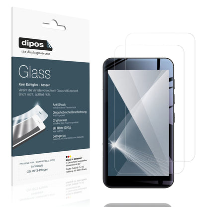 Klare Displayschutzfolie von dipos passend für innioasis G5 MP3-Player, 9H kratzfest und blasenfrei montiert