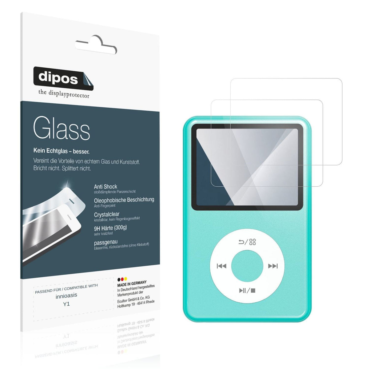 Klare Displayschutzfolie von dipos passend für innioasis Y1, 9H kratzfest und blasenfrei montiert