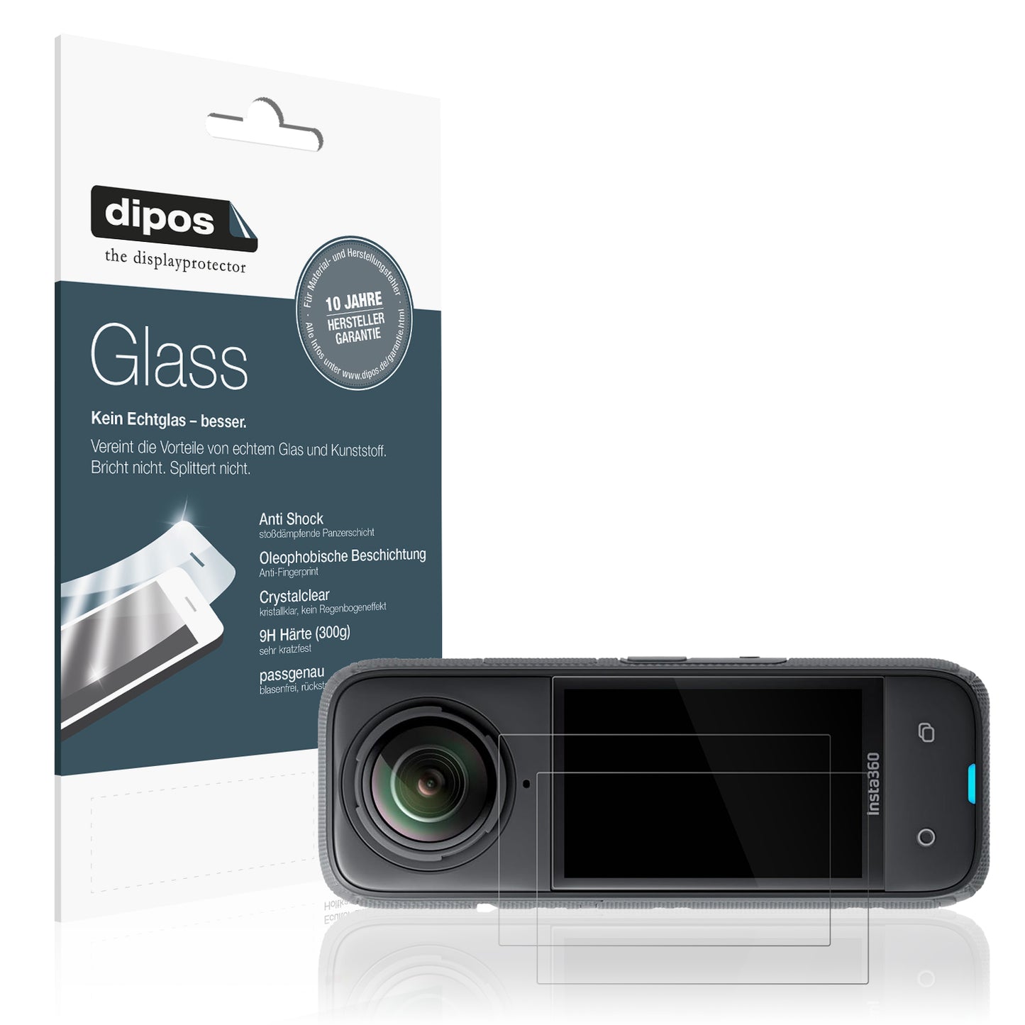 Klare Displayschutzfolie von dipos passend für Insta 360 X4, 9H kratzfest und blasenfrei montiert