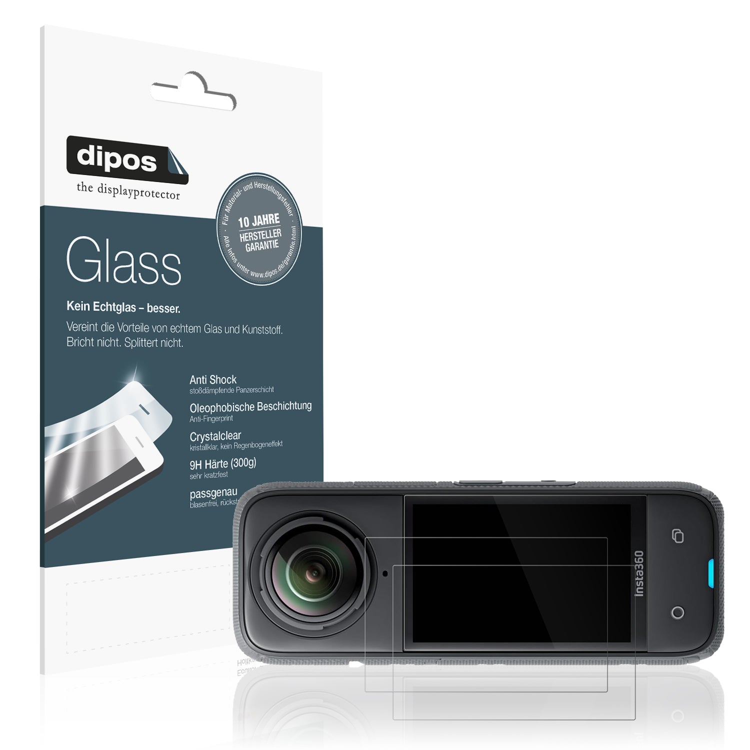 Klare Displayschutzfolie von dipos passend für Insta 360 X4, 9H kratzfest und blasenfrei montiert