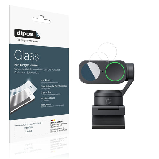 Klare Displayschutzfolie von dipos passend für Insta360 Link 2, 9H kratzfest und blasenfrei montiert