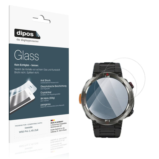 Klare Displayschutzfolie von dipos passend für Iowodo W50 Pro 1.45 Zoll, 9H kratzfest und blasenfrei montiert
