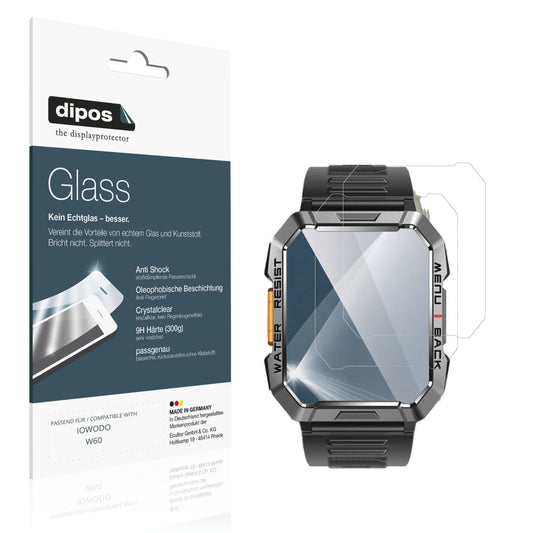 Klare Displayschutzfolie von dipos passend für IOWODO W60, 9H kratzfest und blasenfrei montiert