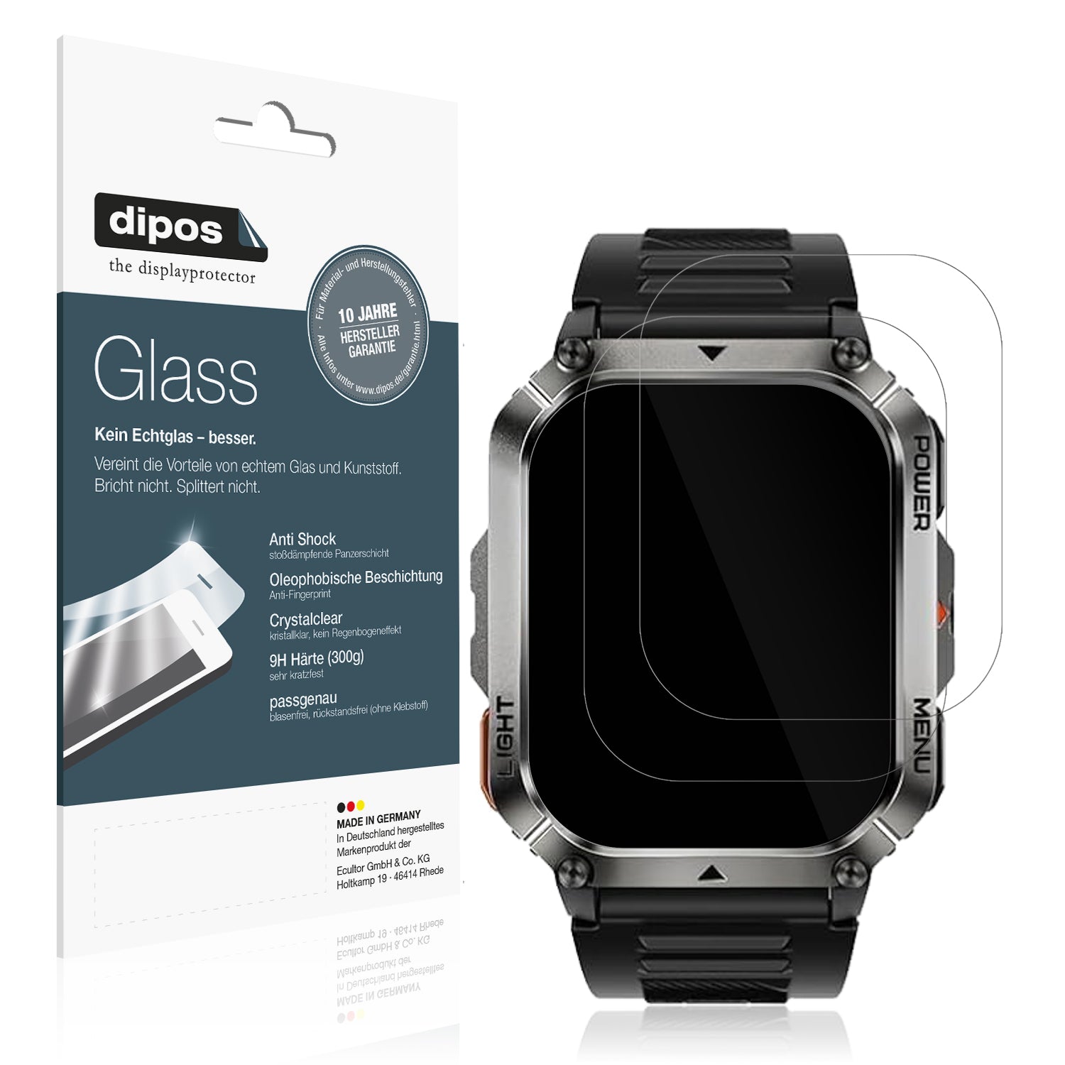 Klare Displayschutzfolie von dipos passend für Iowodo W70 Pro 2.01 Zoll, 9H kratzfest und blasenfrei montiert