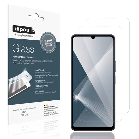 Klare Displayschutzfolie von dipos passend für iQOO Z11 Lite, 9H kratzfest und blasenfrei montiert