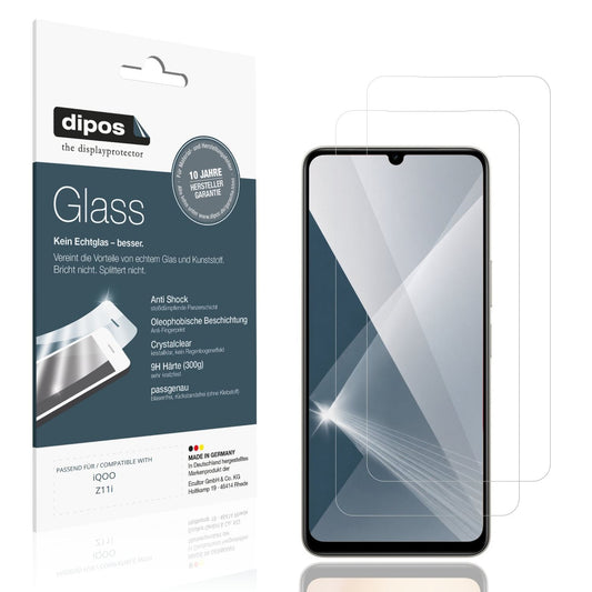 Klare Displayschutzfolie von dipos passend für iQOO Z11i, 9H kratzfest und blasenfrei montiert