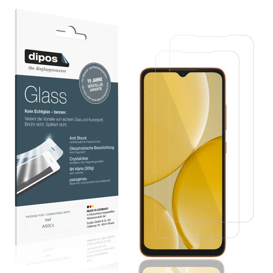 Klare Displayschutzfolie von dipos passend für Itel A50Cs, 9H kratzfest und blasenfrei montiert