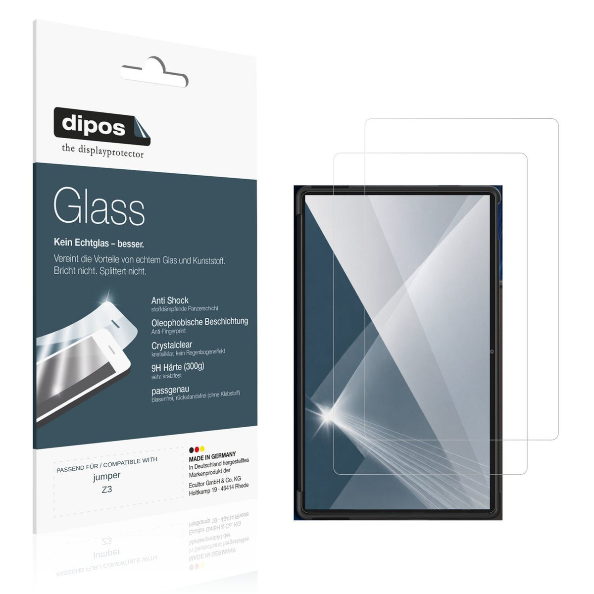Klare Displayschutzfolie von dipos passend für jumper Z3, 9H kratzfest und blasenfrei montiert