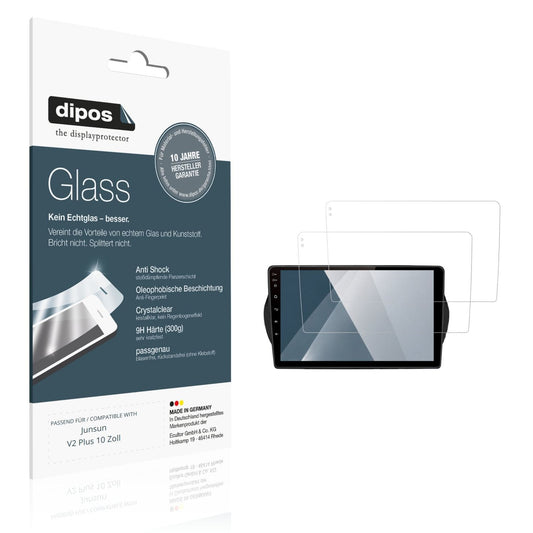 Klare Displayschutzfolie von dipos passend für Junsun V2 Plus 10 Zoll, 9H kratzfest und blasenfrei montiert