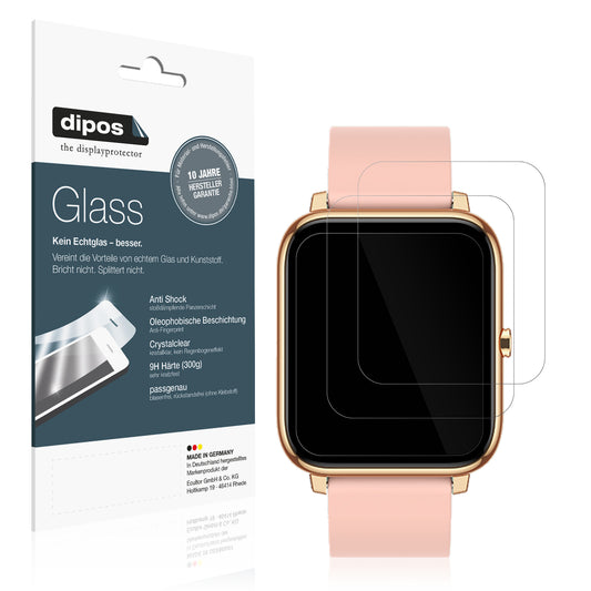 Klare Displayschutzfolie von dipos passend für Kalinco CS201C Smartwatch, 9H kratzfest und blasenfrei montiert