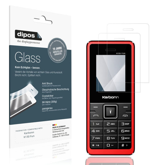 Klare Displayschutzfolie von dipos passend für Karbonn K130 Fun, 9H kratzfest und blasenfrei montiert