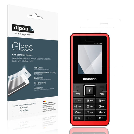 Klare Displayschutzfolie von dipos passend für Karbonn K130 Fun, 9H kratzfest und blasenfrei montiert