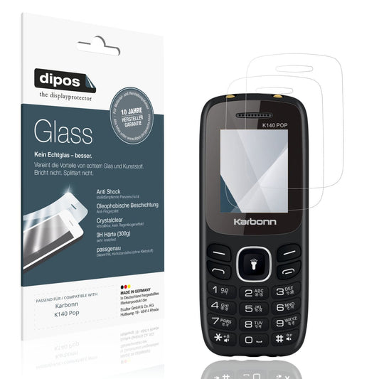 Klare Displayschutzfolie von dipos passend für Karbonn K140 Pop, 9H kratzfest und blasenfrei montiert