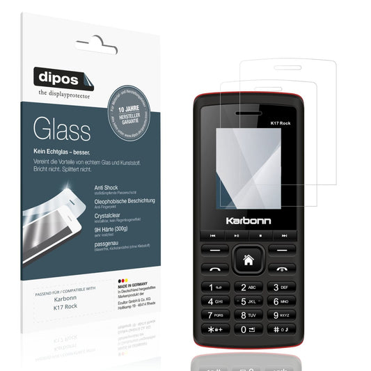 Klare Displayschutzfolie von dipos passend für Karbonn K17 Rock, 9H kratzfest und blasenfrei montiert