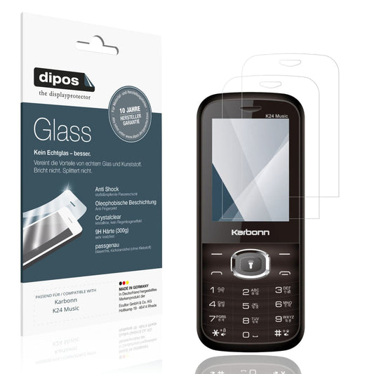 Klare Displayschutzfolie von dipos passend für Karbonn K24 Music, 9H kratzfest und blasenfrei montiert
