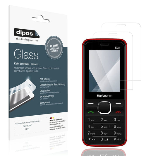 Klare Displayschutzfolie von dipos passend für Karbonn K31, 9H kratzfest und blasenfrei montiert
