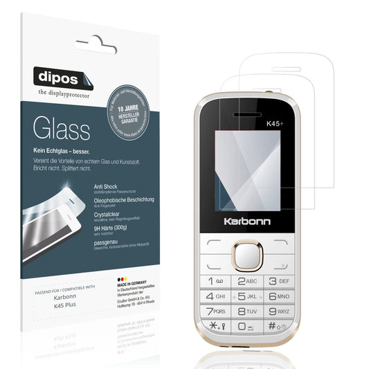 Klare Displayschutzfolie von dipos passend für Karbonn K45 Plus, 9H kratzfest und blasenfrei montiert