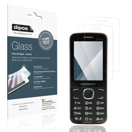 Klare Displayschutzfolie von dipos passend für Karbonn K490 Plus, 9H kratzfest und blasenfrei montiert