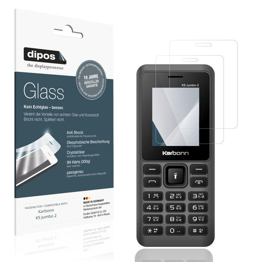 Klare Displayschutzfolie von dipos passend für Karbonn K5 Jumbo 2, 9H kratzfest und blasenfrei montiert