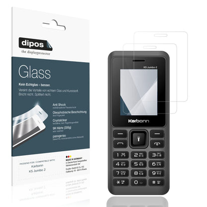 Klare Displayschutzfolie von dipos passend für Karbonn K5 Jumbo 2, 9H kratzfest und blasenfrei montiert